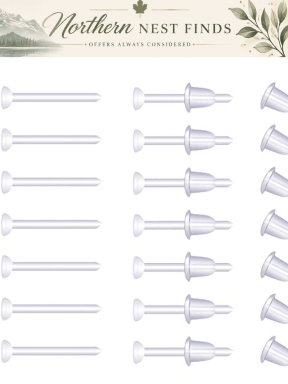 Clear Plastic Stud Earrings 200 Pairs 3mm Flat Head Sports Invisible Retainer